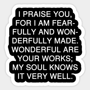 Psalm 139:14 Bible Verse ESV Text Sticker